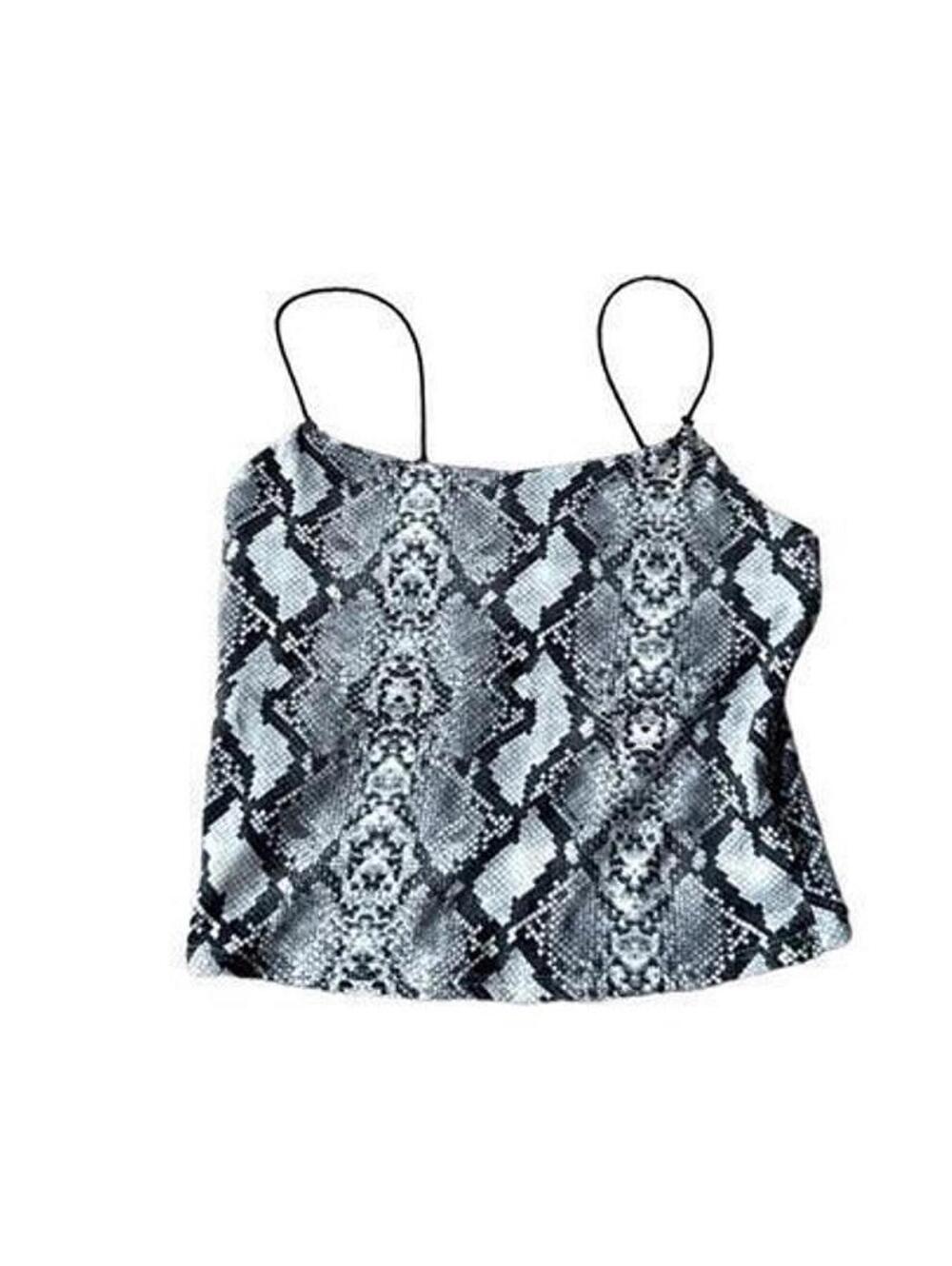 Gaze snake skin print crop top, black & grey, women’s size XS